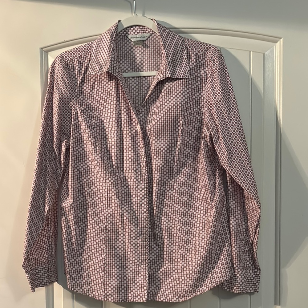 Christopher & Banks Red and White Geometric Shirt
